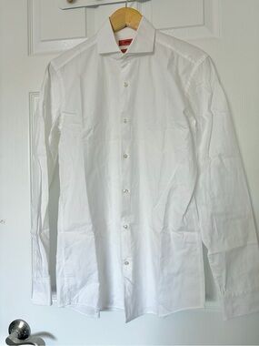 HUGO White Men's Long-Sleeve Dress Shirt with Spread Collar Slim Fit